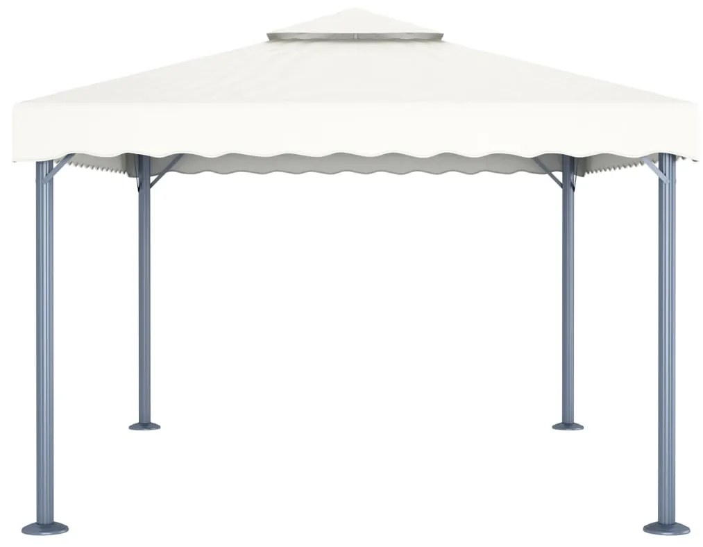 Gazebo com cordões de luzes LED 400x300 cm alumínio cor creme