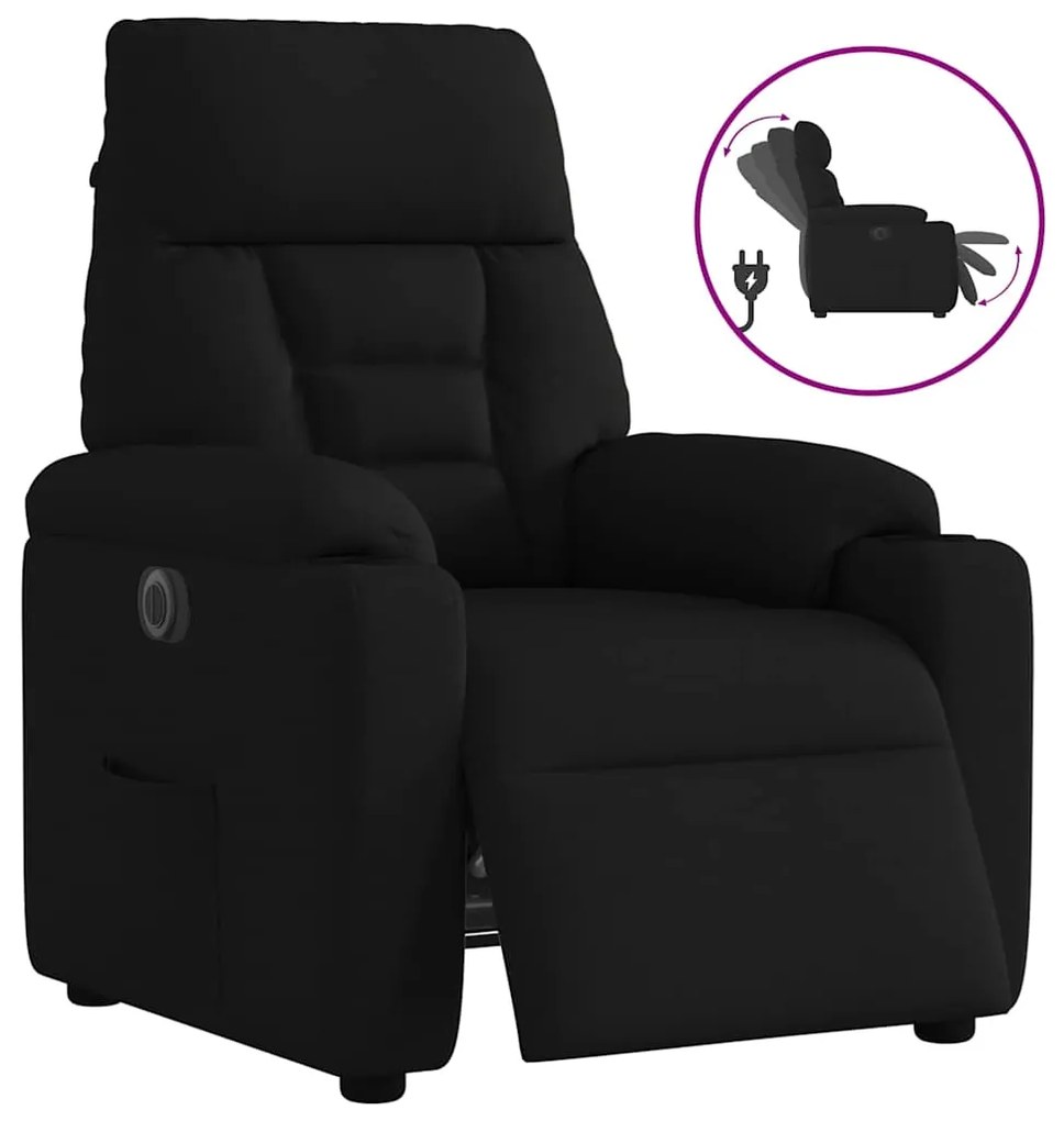 vidaXL Poltrona elétrica reclinável tecido preto