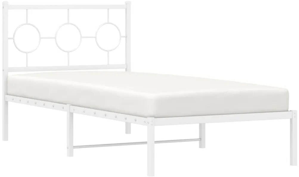 Estrutura de cama com cabeceira 90x200 cm metal branco