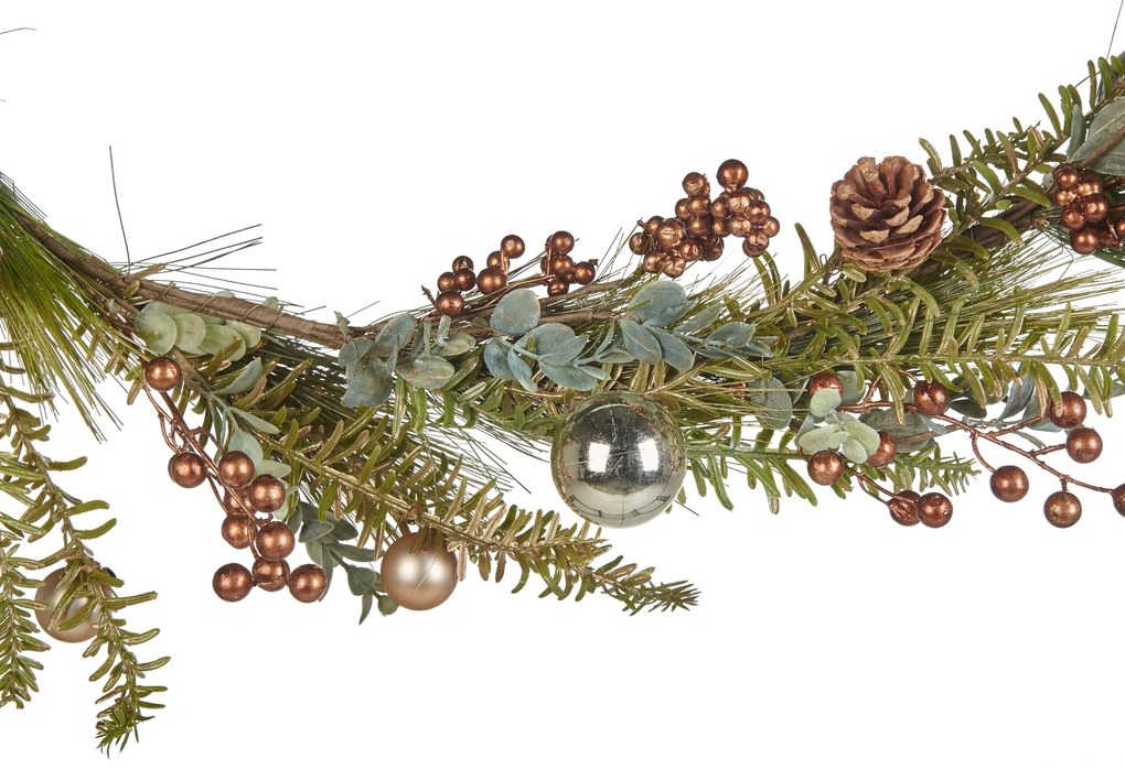 Guirlanda de Natal verde e cor de cobre 150 cm ROTA Beliani