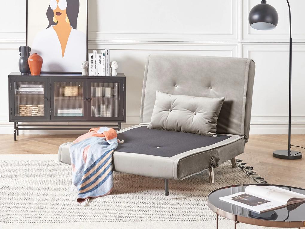 Sofá-cama em veludo cinzento claro FARRIS Beliani