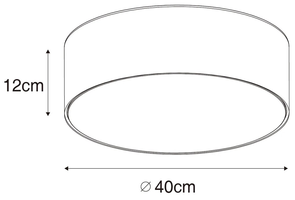 Candeeiro de teto moderno preto 40 cm com interior dourado - Drum Moderno