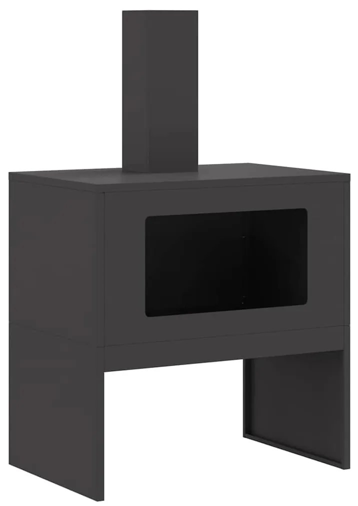 Fogueira vidaXL com Chaminé Preta 60x40x96 cm Aço