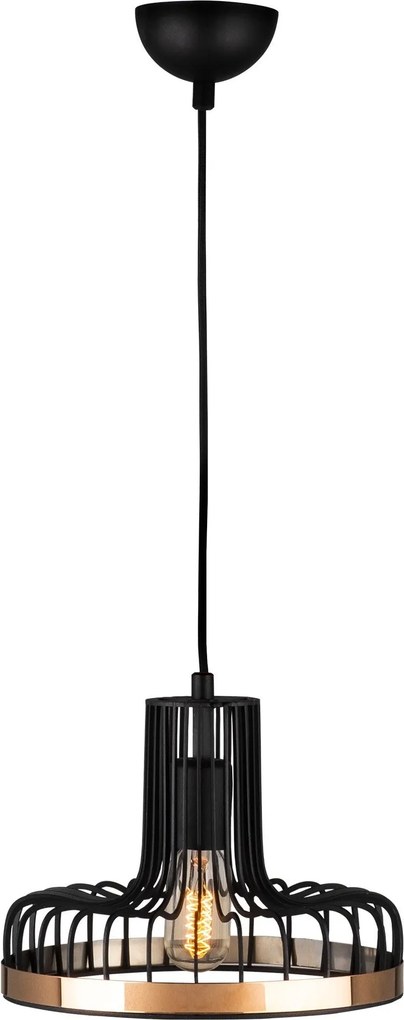 Candeeiro de Teto Fellini – Preto/Cobre – 20 cm x 116 cm