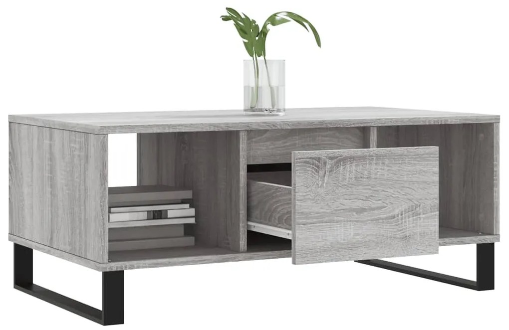 Mesa de centro 90x50x36,5 cm derivados madeira cinzento sonoma