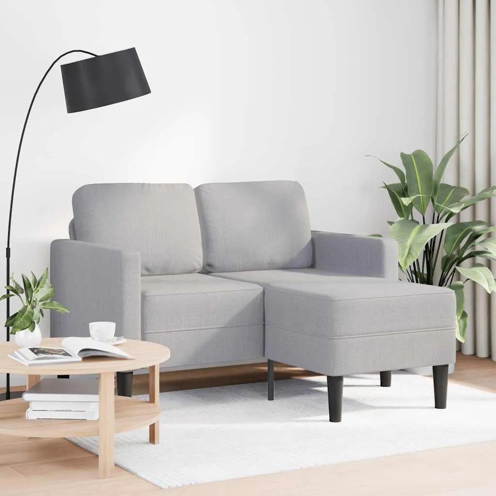 Sofá 2 lugares com Chaise em L 125 cm tecido cinzento nublado