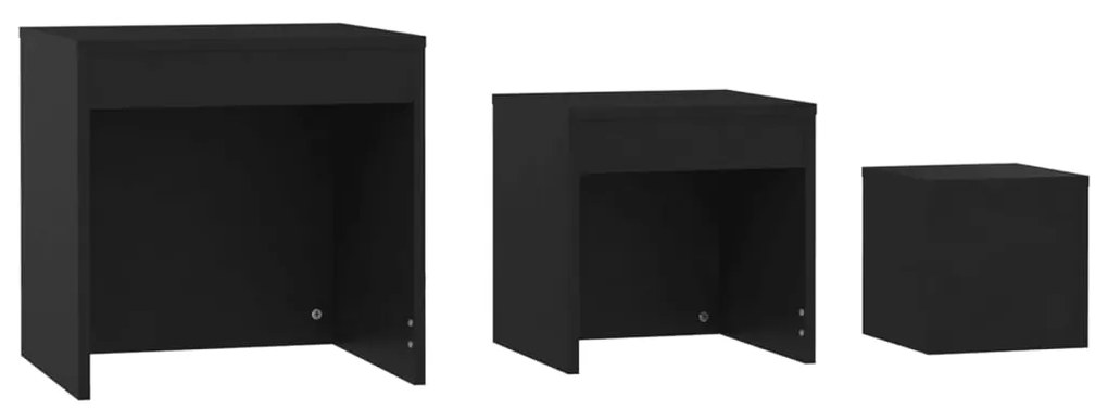 Mesas de encastrar 3 pcs derivados de madeira preto