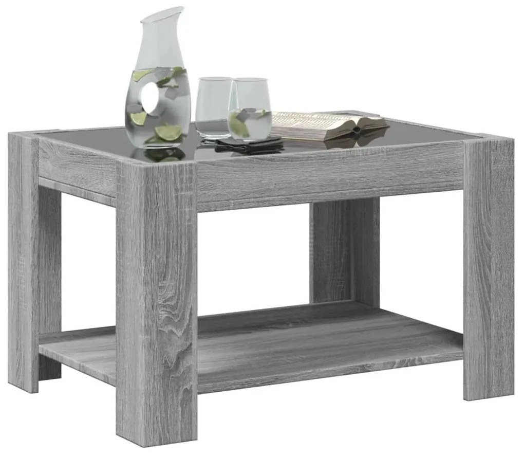 Mesa de centro c/ LEDs 73x53x45 cm derivados de madeira