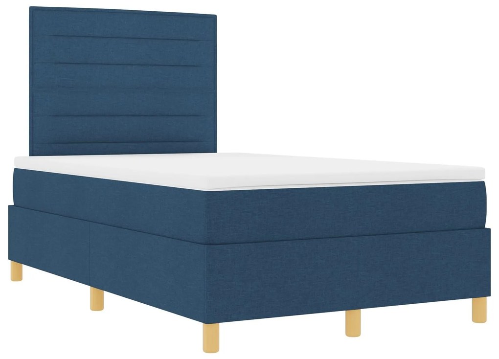 Cama Estrado com Colchão Azul Cama de Casal Pequena Tecido