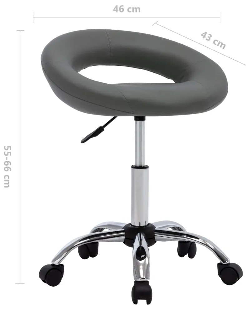 Cadeira de trabalho com rodas couro artificial cor cinzento