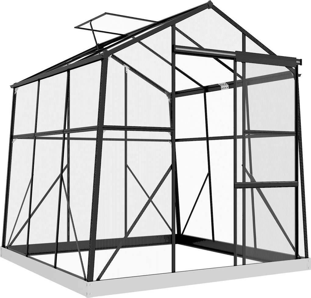 Outsunny Estufa Viveiro Cama fria, resistente ao tempo, 192 x 192 x 203 cm, Preto | Aosom Portugal