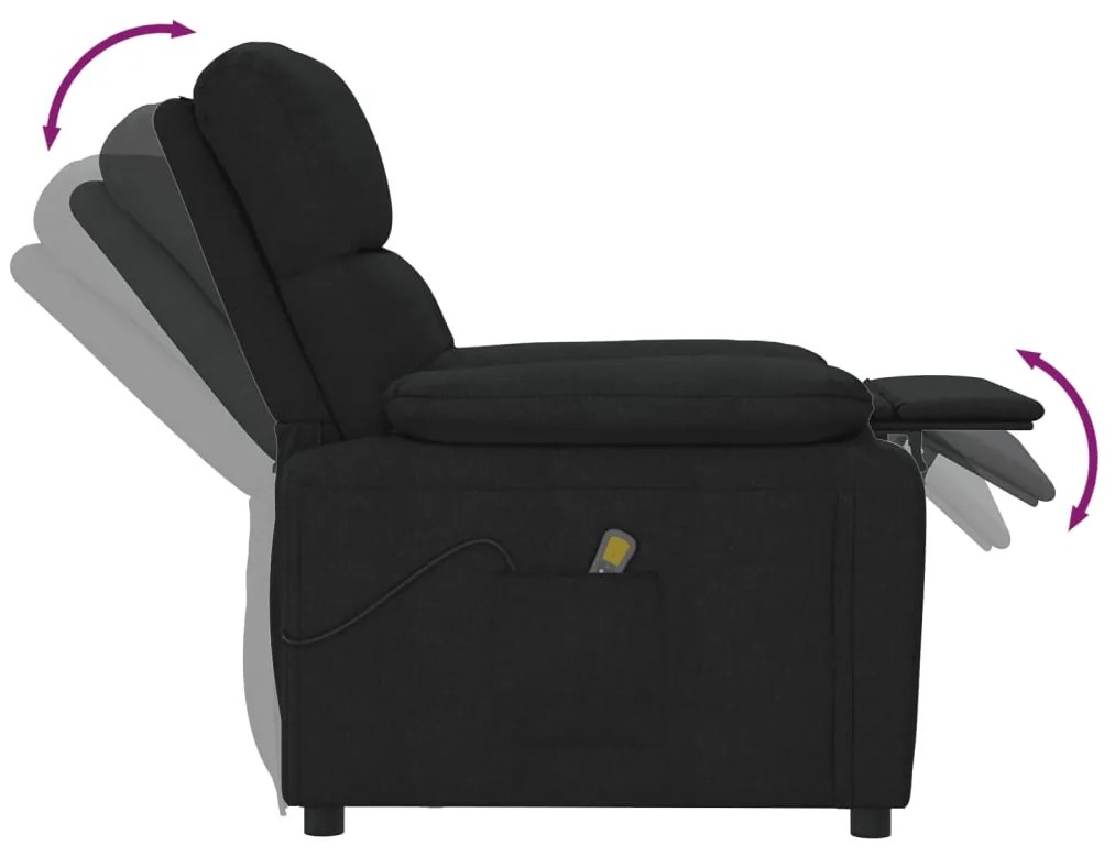 Poltrona de massagens reclinável tecido preto
