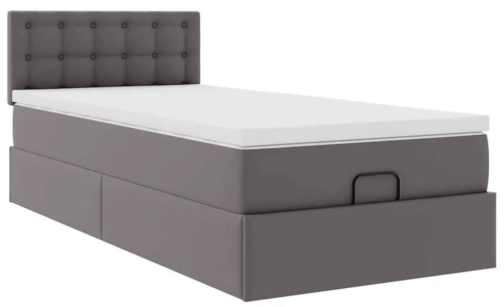 moldura de cama síriaXL otomana com colchão cinza 90x190cm couro falso