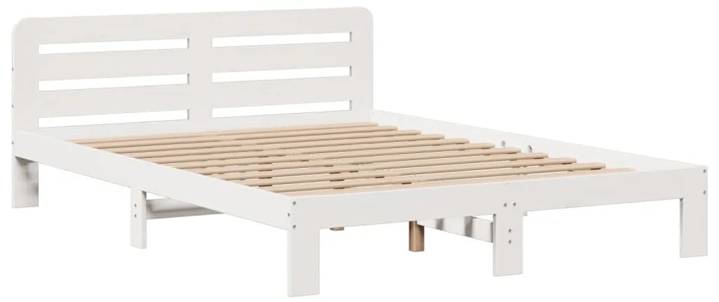 Cama com estante sem colchão 140x190 cm pinho maciço branco