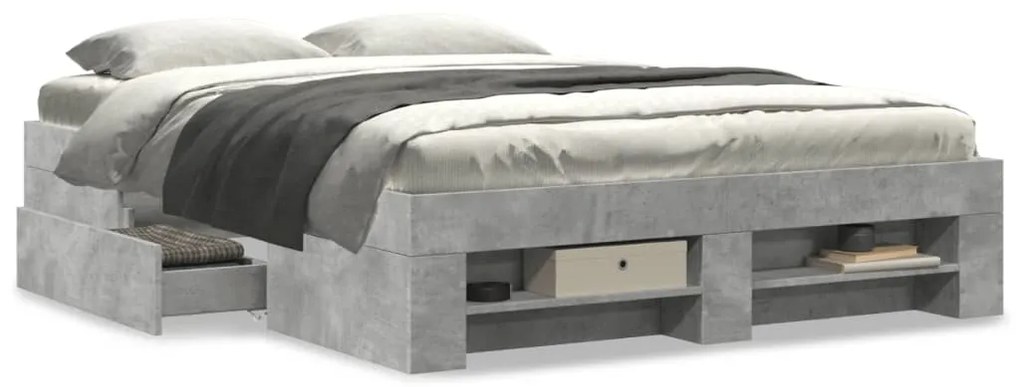 Estrutura de cama 135x190 cm derivados de madeira cinza cimento