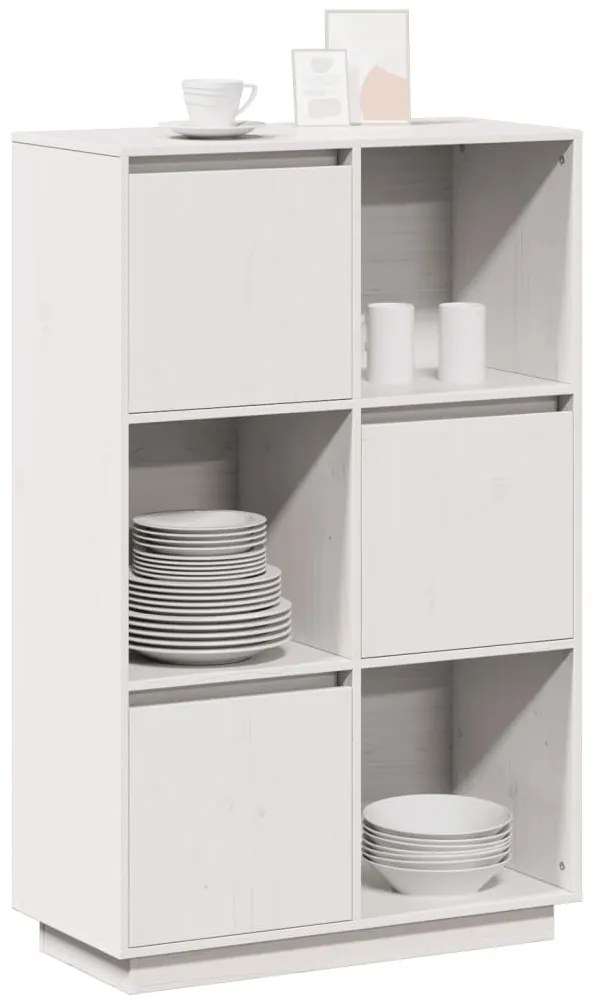 Aparador alto74x35x117 cm pinho maciço branco
