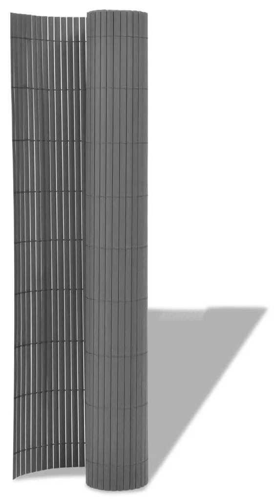 Cerca de jardim dupla face PVC 90x300 cm cinzento