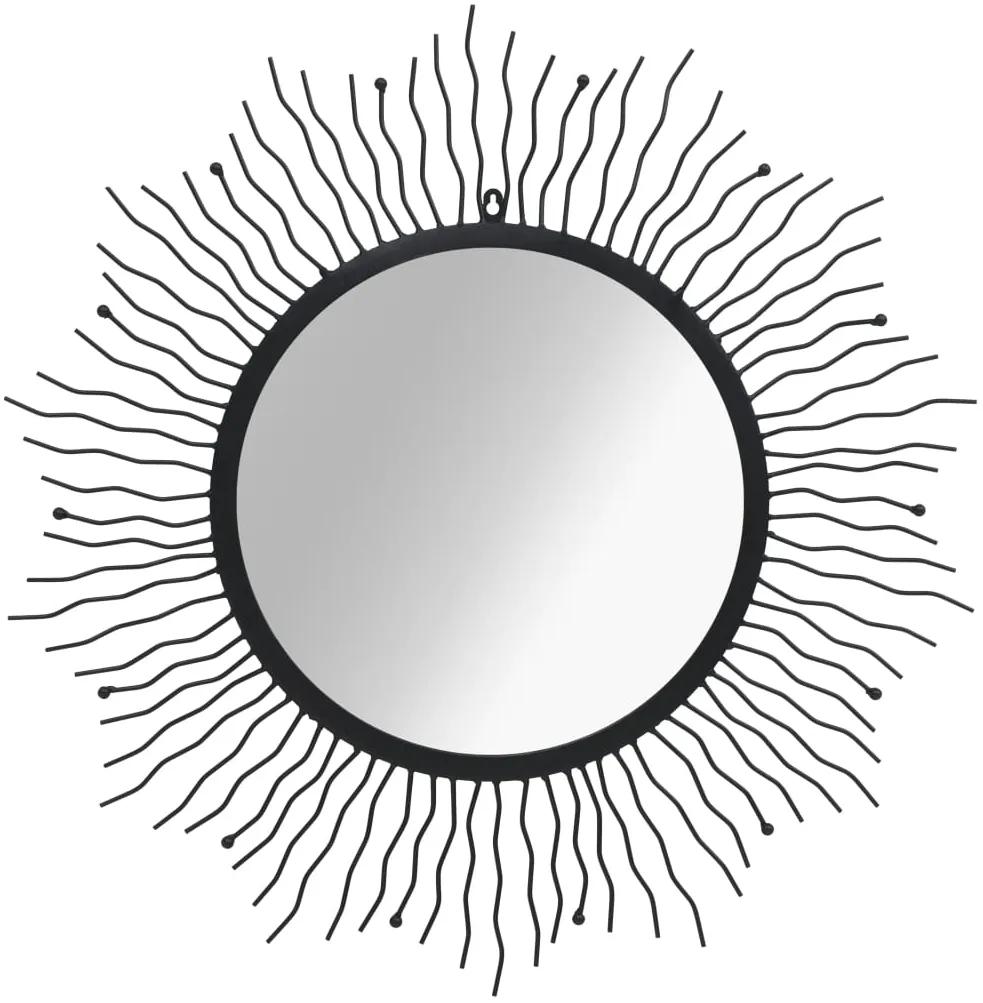 245924 vidaXL Espelho de parede raios de sol 80 cm preto