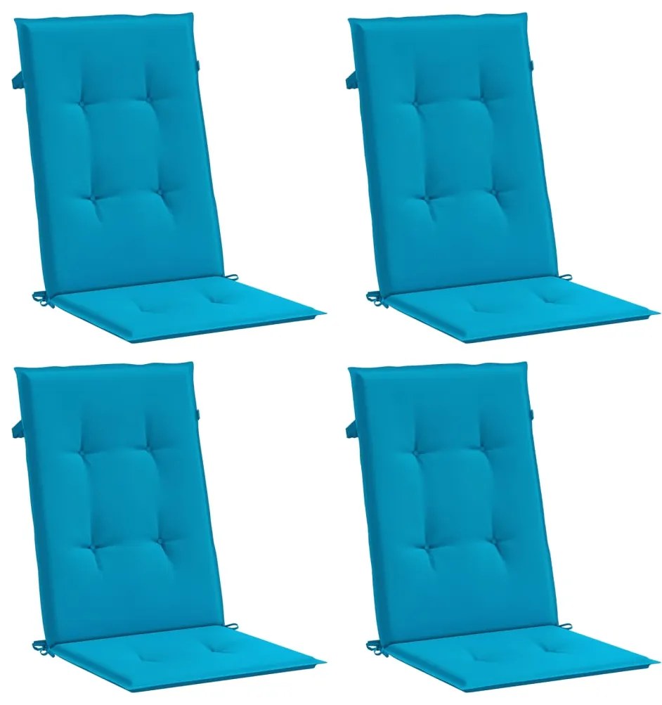 Almofadões para cadeiras altas de jardim 4 pcs tecido azul