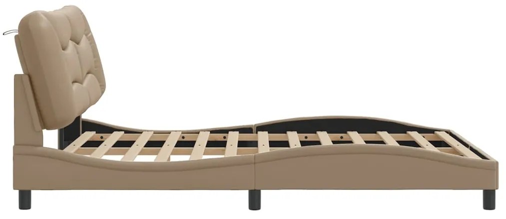 Estrutura cama cabeceira 160x200 cm couro artificial cappuccino