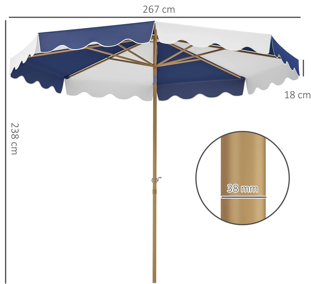 Chapéu de Sol de Jardim Ø267 cm Chapéu de Sol de Exterior com Ângulo I