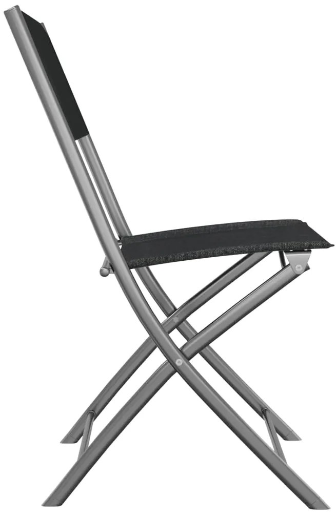 Cadeiras de exterior dobráveis 2 pcs aço e textilene preto