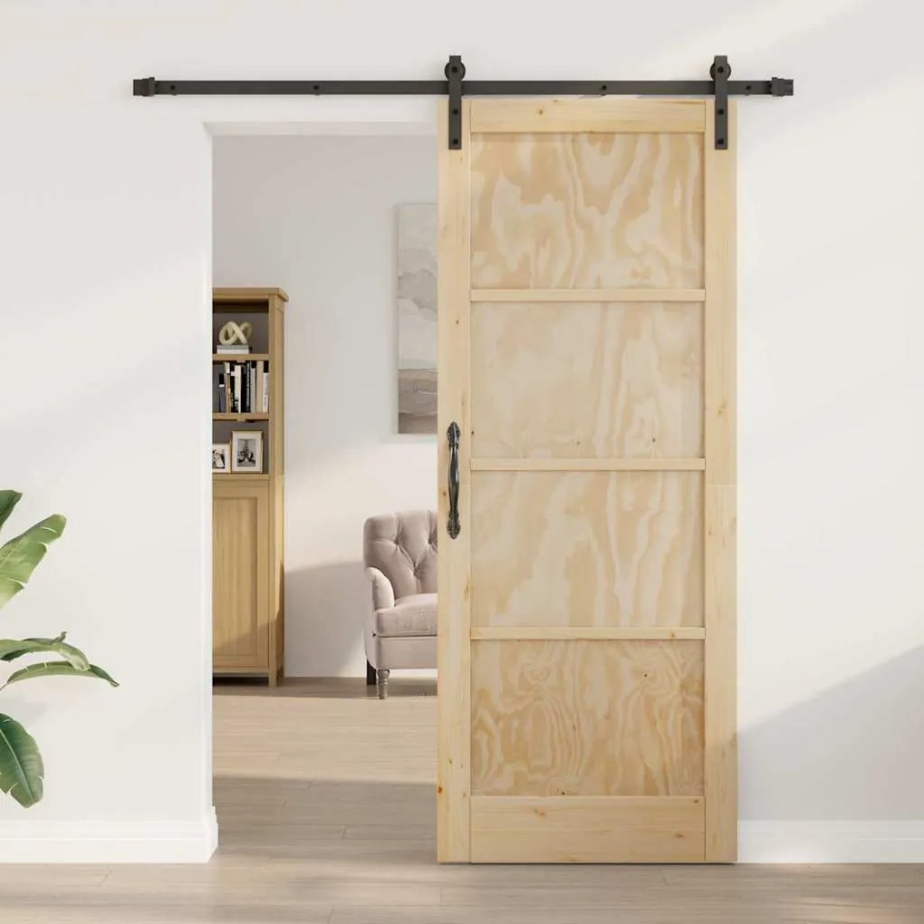 Porta Deslizante vidaXL com Conjunto de Ferragens 83x211 cm Madeira Ma