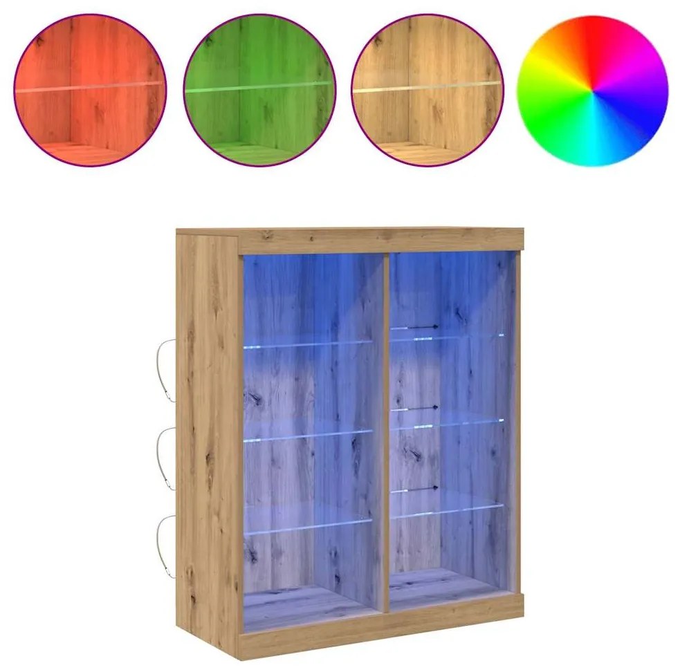 Sideboard com Luzes LED Carvalho Artesanal 41x37x100 cm