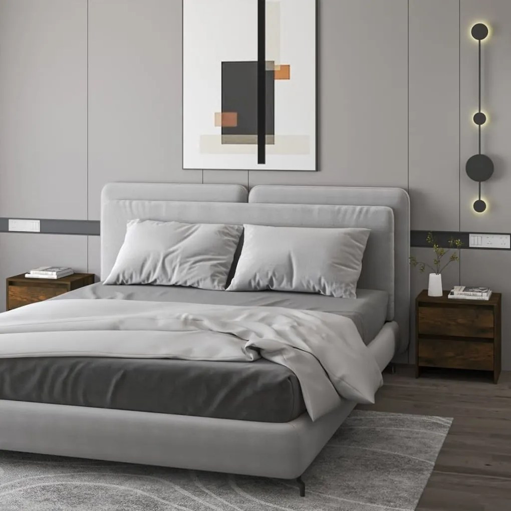 813039 vidaXL Mesas cabeceira 2 pcs 45x34,5x44,5 cm aglomer. carvalho fumado