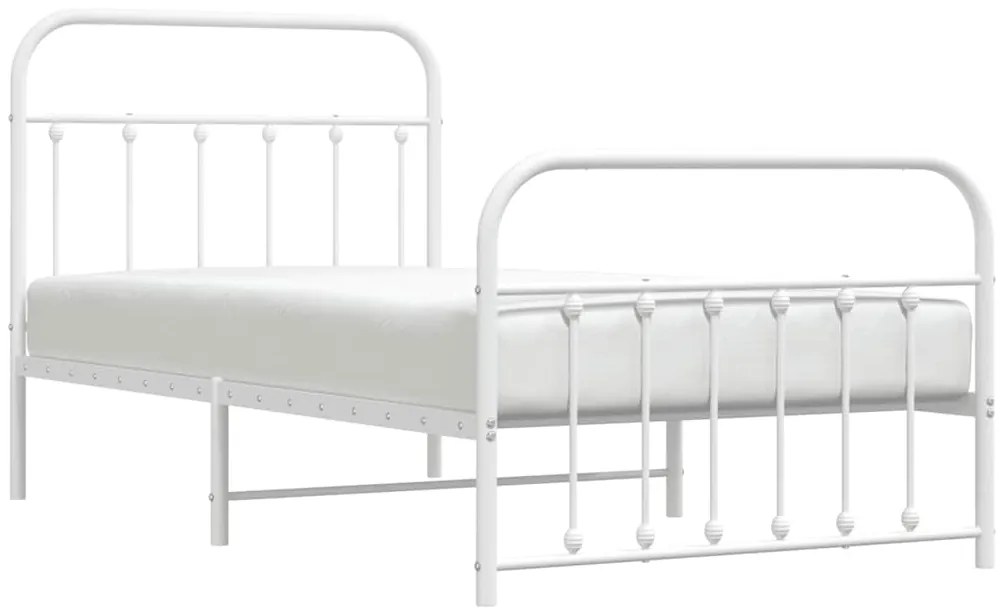 Estrutura de cama com cabeceira e pés 100x190 cm metal branco