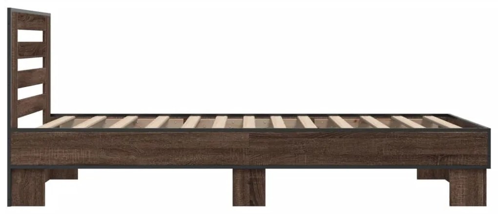 Estrutura de cama derivados de madeira/metal carvalho castanho