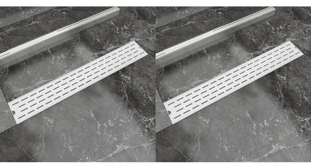 VidaXL Dreno de chuveiro linear 2 pcs linhas 730x140 mm aço inoxidável