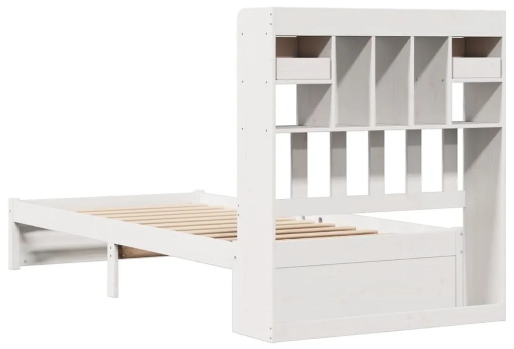 Cama com estante sem colchão 90x190 cm pinho maciço branco