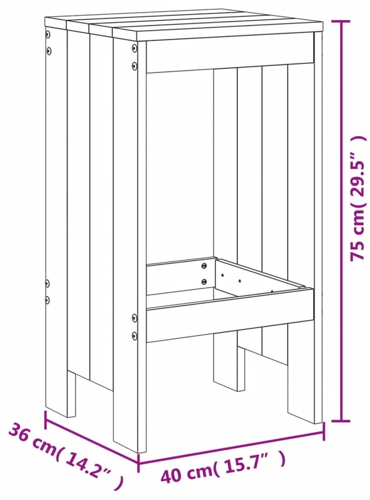 3 pcs conjunto de bar para jardim pinho maciço cinzento