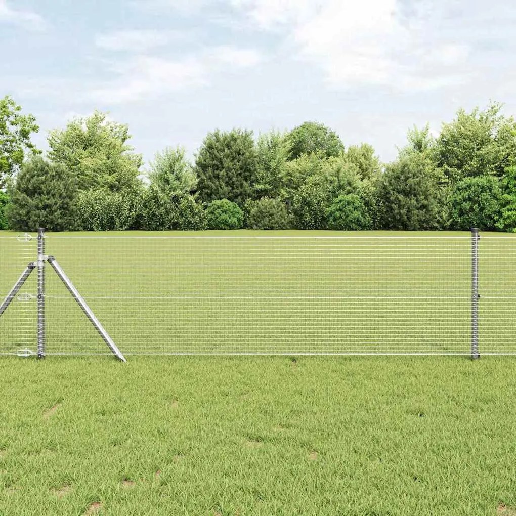 vidaXL Cerca de Fio Soldado com 7 Postes 0.6x10 m de Aço Galvanizado