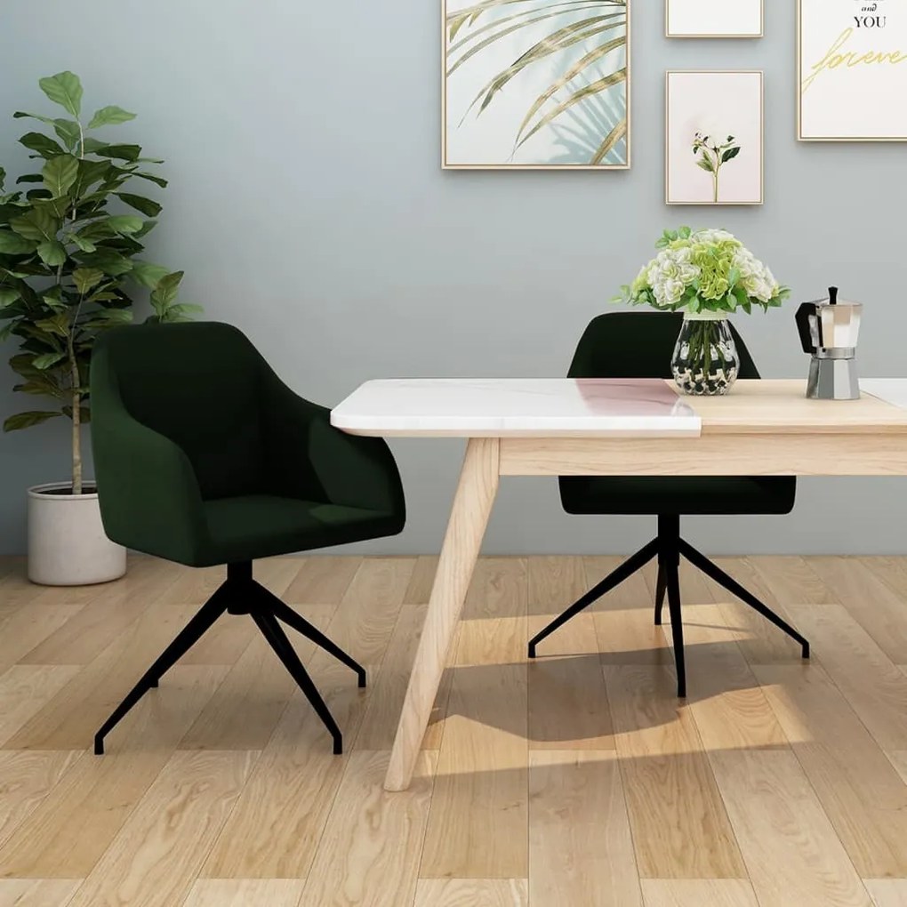vidaXL Cadeiras de jantar 2 pcs veludo verde-escuro