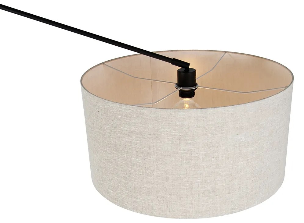 Candeeiro de pé preto com cúpula cinzento claro 50 cm ajustável - Editor Design,Moderno
