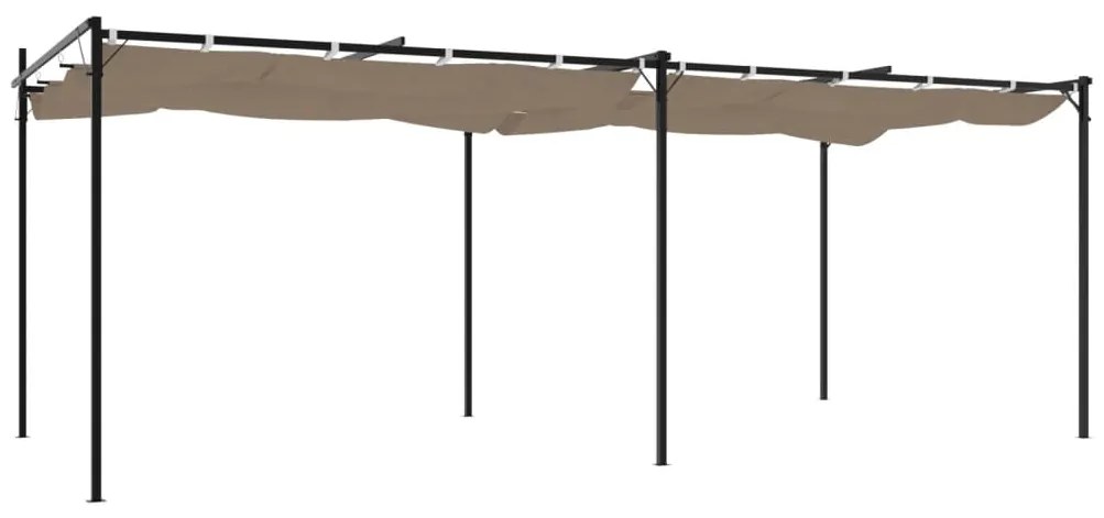 Pérgola com toldo retrátil 589x292x230 cm cor cinza-acastanhado