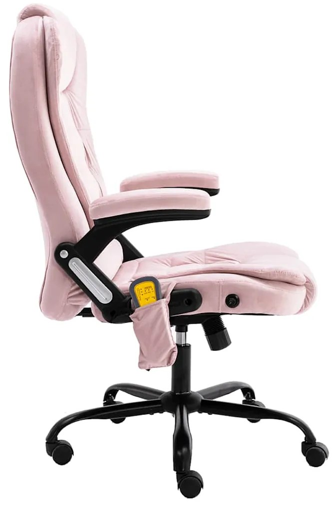 Cadeira de escritório c/ função de massagem veludo rosa