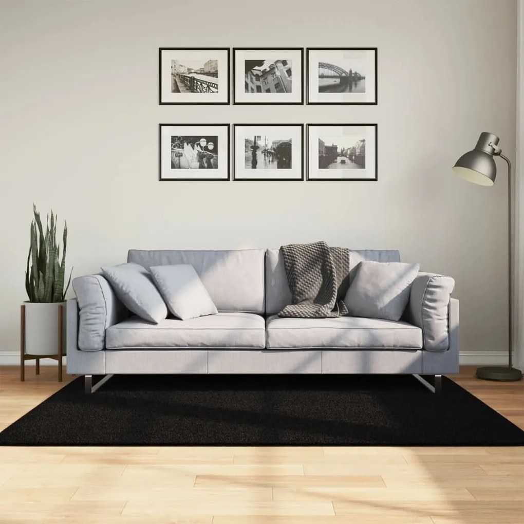 Tapete pelo curto macio e lavável HUARTE 120x170 cm preto
