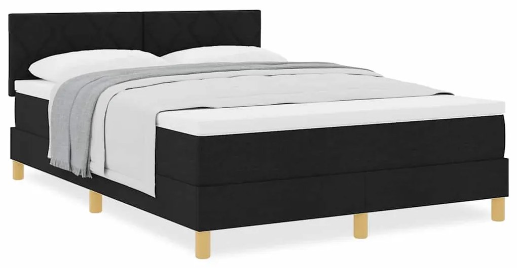 Cama Box Spring com Colchão Preta 160x200 cm Tecido