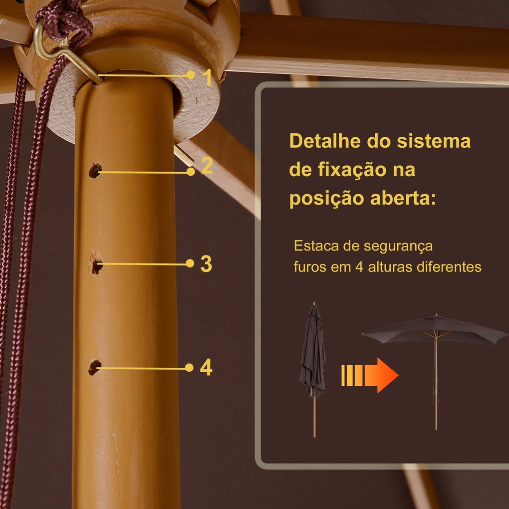 Chapéu de Sol de Jardim com Sistema de Polia Teto Ventilado e Mastro d