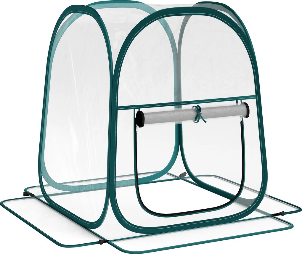 Outsunny Mini Estufa Dobrável Pop-up para Exterior com Porta Enrolável e Cobertura Transparente | Aosom Portugal