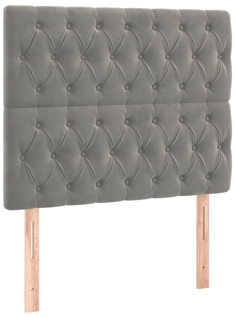 Cama box spring c/ colchão/LED 120x200 cm veludo cinzento-claro