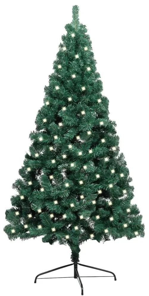 3077395 vidaXL Meia árvore de Natal artificial LED e suporte 240 cm PVC verde