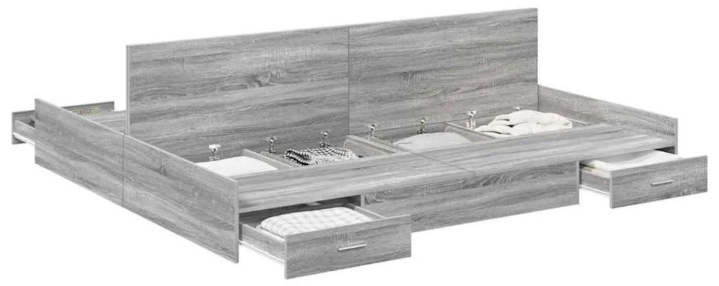 Estrado de cama com arrumação Sonoma cinzento 180 x 200 cm