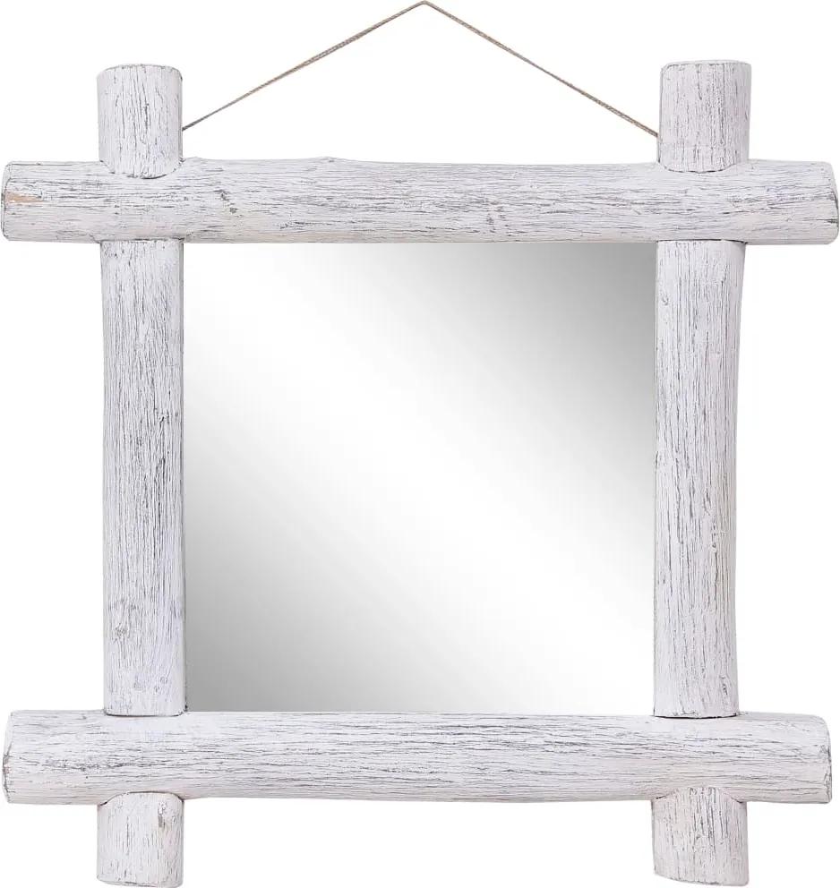 Espelho de troncos 70x70 cm madeira recuperada maciça branco