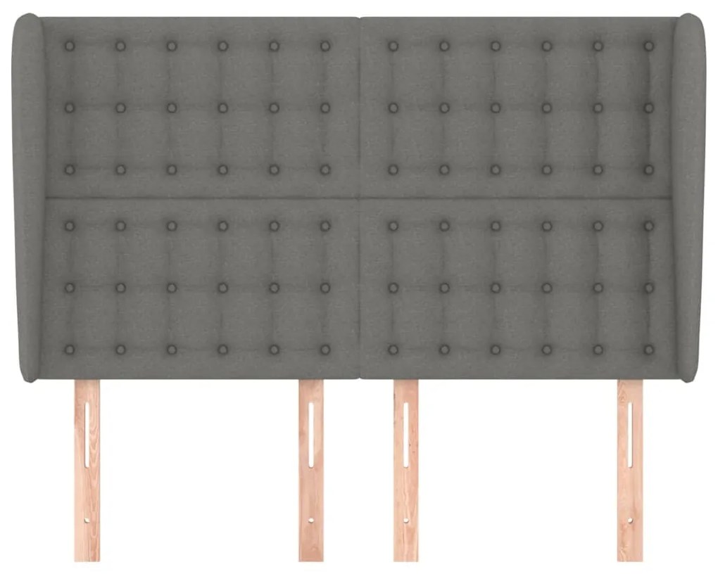 Cabeceira cama c/ abas tecido 147x23x118/128 cm cinzento-escuro