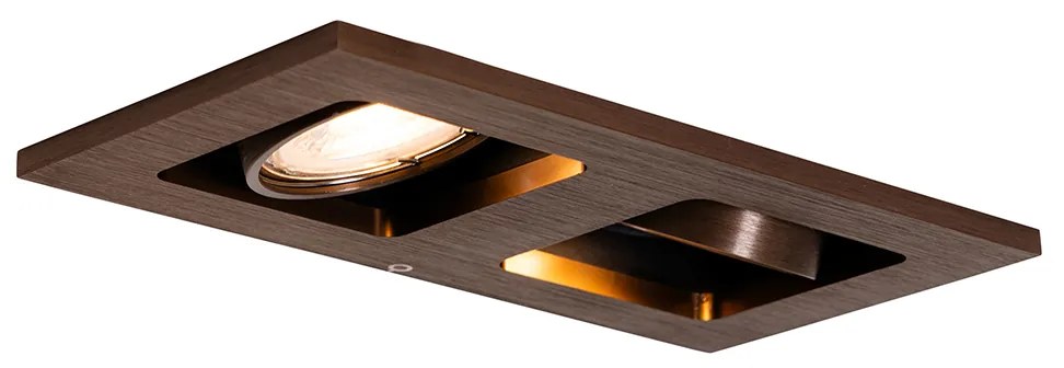Conjunto de 6 focos embutidos bronze escuro retangulares 2-luzes ajustáveis - Qure