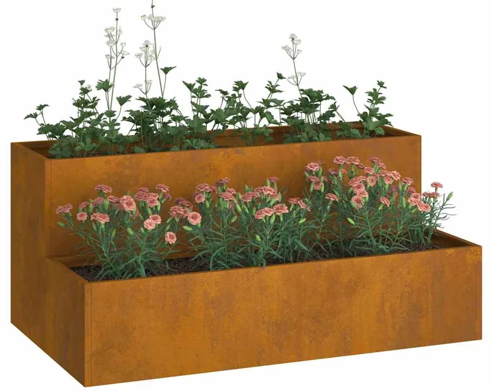 Jardineira 2 Níveis 100x60x45 cm Aço Envelhecido